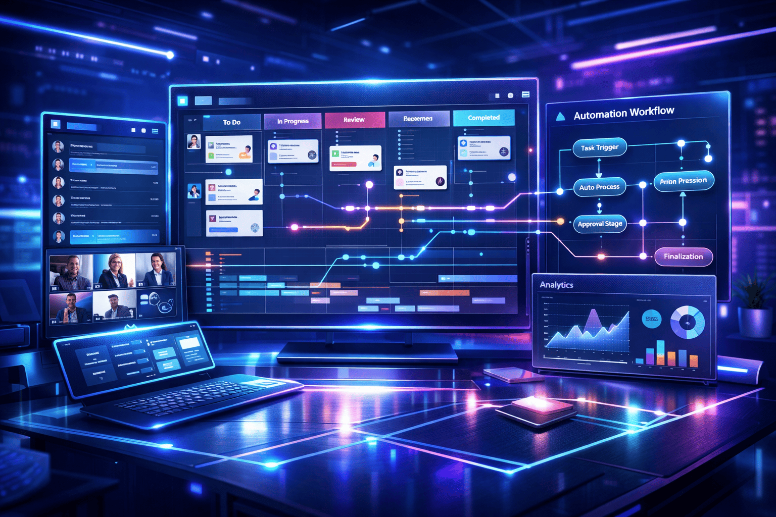 “Fidzholikohixy productivity platform dashboard showing workflow automation, task management and team collaboration in a unified workspace”